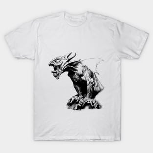 Gargoyle statue sketch engraving illustration. T-Shirt